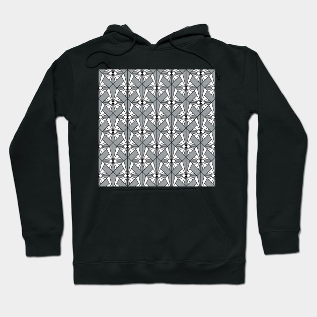 Art Deco Pattern no 75 - Grey Black - Geometrical Pattern Hoodie by Millusti